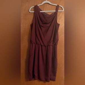 Theory Sleeveless Cowl Neck Mini Dress in Burgundy Size 2